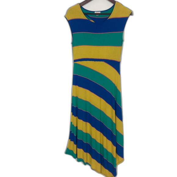 Spense Asymmetrical Colorful Stripe Sleeveless Dress Keyhole Back Womens Size XS - Picture 2 of 6